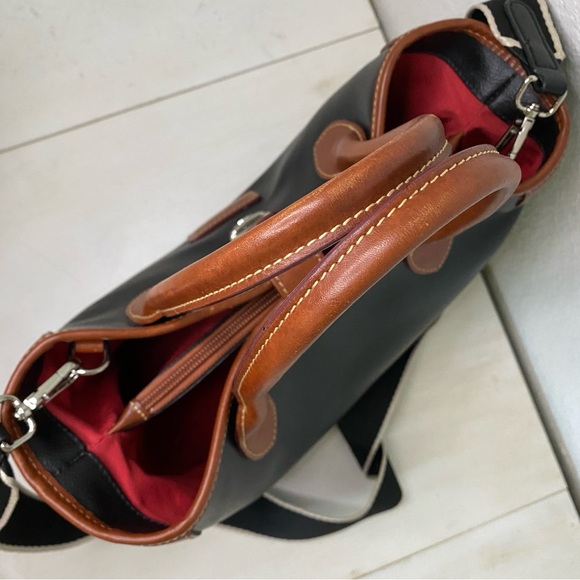 Dooney & Bourke Black and Tan Structured Tote Satchel with Crossbody Strap - Picture 10 of 14